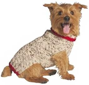 img 3 attached to 🐶 Stylish Chilly Dog Oatmeal Dog Sweater with Red Trim - X-Large Size