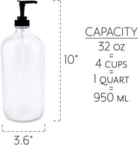 img 2 attached to 🍶 Cornucopia Quart Size Clear Glass Pump Bottles (2-Pack); 32oz Soap Dispensers with Black Plastic Lotion Locking Pumps; Includes Chalk Labels for Improved Organization