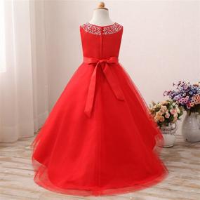 img 1 attached to 👗 First Communion Organza Sequin Pearls Flower Girl Dress with Train - Castle Fairy Girls