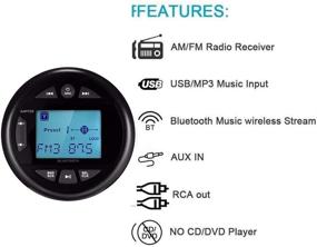 img 2 attached to 🔊 Herdio 4 Inches Weather-Proof Marine & UTV Gauge Bluetooth Stereo Radio with USB, AM/FM Compatibility, and 4 Inches Marine Surface Mount Box Speakers (Black)