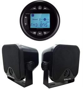 img 3 attached to 🔊 Herdio 4 Inches Weather-Proof Marine & UTV Gauge Bluetooth Stereo Radio with USB, AM/FM Compatibility, and 4 Inches Marine Surface Mount Box Speakers (Black)