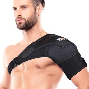 img 4 attached to 🔥 Premium Rotator Cuff Shoulder Brace - Effective Support for Men and Women with Bursitis, Dislocated AC Joint, Labrum Tear, Tendonitis - Black Neoprene Compression Sleeve, L-XL