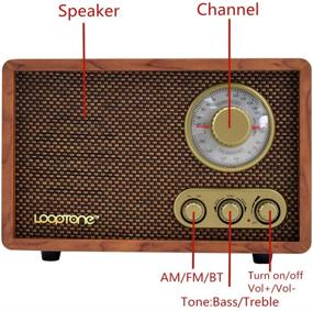img 2 attached to 📻 Retro LoopTone AM FM Radio - Bluetooth Speaker, Vintage Wooden Table Radio for Kitchen Living Room with Rotary Knob