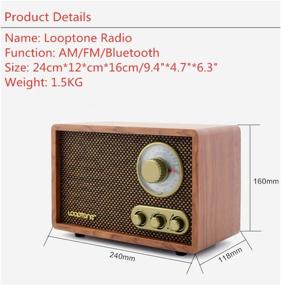 img 1 attached to 📻 Retro LoopTone AM FM Radio - Bluetooth Speaker, Vintage Wooden Table Radio for Kitchen Living Room with Rotary Knob