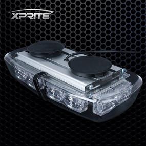 img 1 attached to Xprite Мини-лампы мигалки для крыши 36 LED - Белый и Красный аварийный предупредительный световой сигнал для безопасности транспортных средств, строительных грузовиков, машин для снегоуборки - С высокой интенсивностью, магнитным основанием.