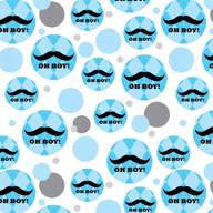 🎁 premium funny mustache baby boy shower gift wrap: oh boy blue argyle wrapping paper roll logo