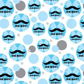 img 2 attached to 🎁 Premium Funny Mustache Baby Boy Shower Gift Wrap: Oh Boy Blue Argyle Wrapping Paper Roll