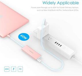 img 2 attached to LENTION USB C Hub: Certified Type C Multiport Adapter with 4 USB 3.0 and Type C 🔌 Charging - Compatible with MacBook Pro, Mac Air, Surface, Chromebook, and More - Stable Driver, Rose Gold (CB-C31)