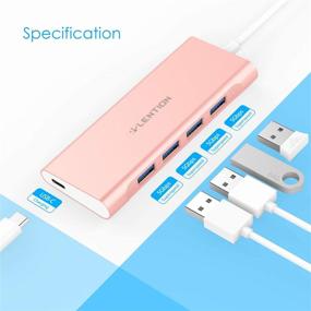 img 3 attached to LENTION USB C Hub: Certified Type C Multiport Adapter with 4 USB 3.0 and Type C 🔌 Charging - Compatible with MacBook Pro, Mac Air, Surface, Chromebook, and More - Stable Driver, Rose Gold (CB-C31)