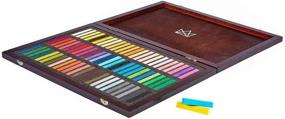 img 1 attached to 🎨 KINGART Soft Pastels Set of 72 Unique Colors with Espresso Stained Hardwood Case and Sleek Silver Hinges/Clasp