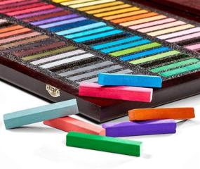 img 2 attached to 🎨 KINGART Soft Pastels Set of 72 Unique Colors with Espresso Stained Hardwood Case and Sleek Silver Hinges/Clasp