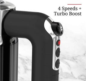 img 3 attached to 🔌 Russell Hobbs MX3100RDR Retro Style Hand Mixer, Powerful 4-Speeds + Turbo Boost, Sleek Black Design