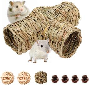 img 4 attached to Kuniklo Hamster Hideaway Grass Tunnel Toy: Natural, Lightweight Hideout 🐹 for Small Animals - Perfect for Hamsters, Guinea Pigs, Ferrets, and More!