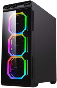 img 3 attached to Apevia Aura-P-BK Mid Tower Gaming Case: Full-Size Tempered Glass Panels, RGB Fans, Black Frame