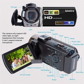 img 3 attached to kimire Full HD 1080P Camcorder Digital Camera Recorder, 15FPS, 24MP, 3.0 Inch LCD, 270 Degree Rotation, 16X Digital Zoom, 2 Batteries - Black