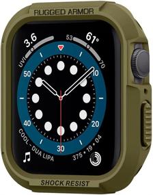 img 4 attached to Чехол Spigen Rugged Armor для Apple Watch 44 мм серии 6/SE/5/4 - Оливково-зеленый: Премиум защита и стиль!