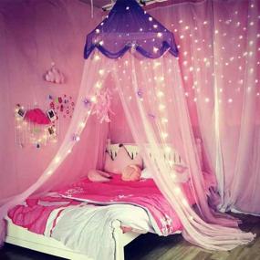 img 3 attached to Nattey Comfort Blue Star Lace Mosquito Net Bed Canopy Curtain for Girls: Purple and Pink Bed Canopy for Girls Bed with Fire Retardant Fabric
