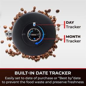 img 1 attached to ☕ Stainless Steel Mueller Coffee Canister - Container for Coffee Beans or Grounds, Tea, Sugar, Rice - Day and Month Tracker, Built-In Calendar Wheel - 21oz Capacity - Includes Stainless Steel Spoon