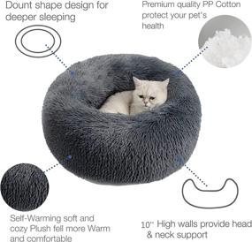 img 3 attached to 🐾 ZHIXJIA Calming Donut Dog Bed & Cat Beds - Anti-Anxiety Cozy Round Bed for Small Medium Dogs & Cats - Soft & Washable Plush Cushion - Indoor Sleeping & Hugging Therapy