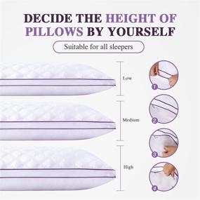 img 1 attached to 🛏️ Amaredom King Size Bed Pillows - 2 Pack, Hypoallergenic, Adjustable Height for Side, Back, and Stomach Sleepers - Violet (20x35)