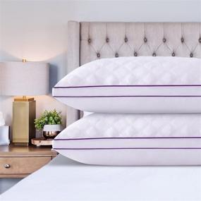 img 4 attached to 🛏️ Amaredom King Size Bed Pillows - 2 Pack, Hypoallergenic, Adjustable Height for Side, Back, and Stomach Sleepers - Violet (20x35)