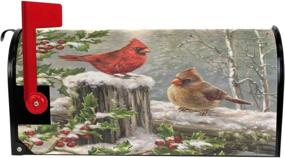 img 3 attached to 🎅 Wamika Winter Cardinal Birds Mailbox Cover with Holly Berry Branches and Snow Design - Magnetic Mailbox Wraps for Post Letter Box Cover - Garden Home Christmas Decorations - Standard Size 18" X 21