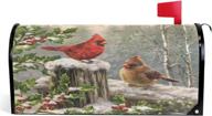 🎅 wamika winter cardinal birds mailbox cover with holly berry branches and snow design - magnetic mailbox wraps for post letter box cover - garden home christmas decorations - standard size 18" x 21 logo