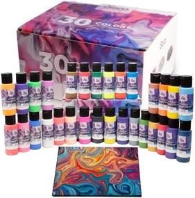 img 4 attached to 🎨 Vibrant Acrylic Pouring Paint Set: 30 Colors of High Flow, Metallic, Neon & Pastel Paints - Pre Mixed, Ready to Use for Canvas, Paper, and More!