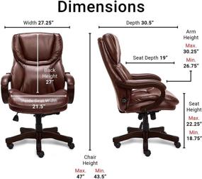 img 2 attached to 🪑 Serta Big and Tall Executive Office Chair: Wood Accents, Adjustable High Back, Ergonomic Lumbar Support - Bonded Leather, Chestnut Brown