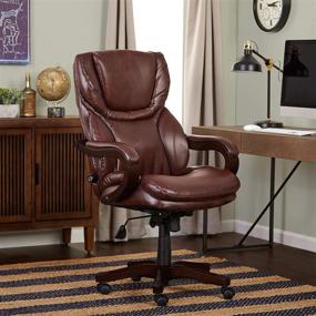 img 3 attached to 🪑 Serta Big and Tall Executive Office Chair: Wood Accents, Adjustable High Back, Ergonomic Lumbar Support - Bonded Leather, Chestnut Brown