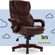 🪑 serta big and tall executive office chair: wood accents, adjustable high back, ergonomic lumbar support - bonded leather, chestnut brown logo