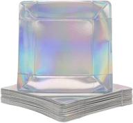 🎉 iridescent foil paper plates - perfect for party decor, square (10 in, 48 pack) logo