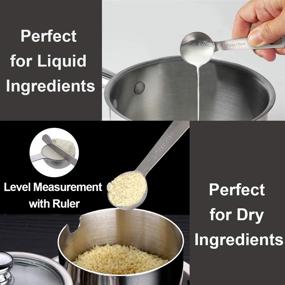 img 1 attached to 🥄 20-Piece Stackable Measuring Cups and Spoons Set - Food-Grade Stainless Steel Measure Cup Set for Cooking and Baking, Includes 7 Cups, 9 Spoons, Level, Magnetic Chart - Enhance Your Kitchen Measurements