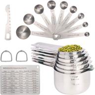 🥄 20-piece stackable measuring cups and spoons set - food-grade stainless steel measure cup set for cooking and baking, includes 7 cups, 9 spoons, level, magnetic chart - enhance your kitchen measurements logo