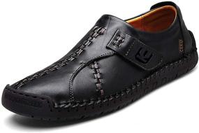 img 4 attached to 👞 Handmade Leather Loafers with Adjustable Fit - CEKU Men's Slip-On Shoes