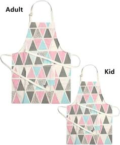 img 3 attached to Mommy and Me Cooking Aprons Set, 2 Pack with 👩 Pockets for Kids and Adults - Ideal for Baking, Painting, Gardening