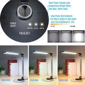 img 3 attached to ✨ NULED Dimmable Table Lamp: 10W LED with USB Charging Port, Rotatable Aluminum, Foldable Design - Cold White, Warm White, and Dim Adjustable Desk Light (Silver, 2022 Upgraded)