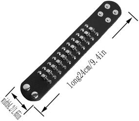 img 2 attached to Запонки из кожи с черепом, широкий ремень для запястий для байкеров и поклонников панк-рока