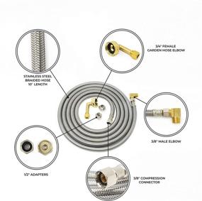 img 3 attached to 💧 Burst-Proof Stainless Steel Dishwasher Hose Kit with 3/8" Compression Connections by Kelaro - Reliable Water Supply Line