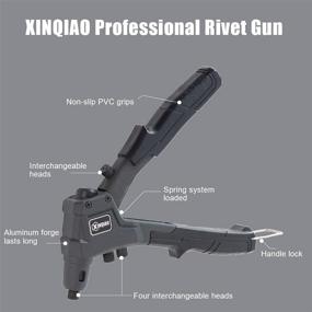 img 3 attached to 🔧 XINQIAO Rivet Gun Kit: 100 Pcs Rivets, Hand Riveter Set with 4 Interchangeable Heads (Tool-Free) - Top-Notch Metal Riveting!