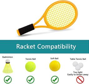 img 3 attached to 🎾 Crefotu Children's Tennis Racket Set - 17 Inch Racquet with 1 Tennis Ball, 4 Badminton Shuttlecocks, and 3 Soft Balls for Indoor/Outdoor Toddler Sports