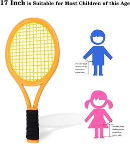 img 1 attached to 🎾 Crefotu Children's Tennis Racket Set - 17 Inch Racquet with 1 Tennis Ball, 4 Badminton Shuttlecocks, and 3 Soft Balls for Indoor/Outdoor Toddler Sports