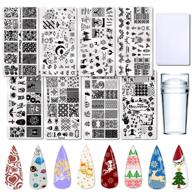 💅 nail stamper kit - 8 pcs nail stamping plate set with templates, stamping scaper, christmas lace, animal, owl, flower, heart, starry sky, constellation, rock designs - nail art plate logo