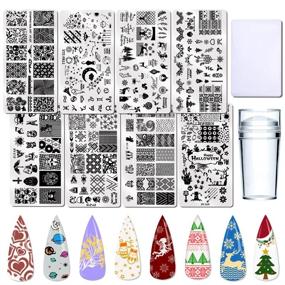 img 4 attached to 💅 Nail Stamper Kit - 8 Pcs Nail Stamping Plate Set with Templates, Stamping Scaper, Christmas Lace, Animal, Owl, Flower, Heart, Starry Sky, Constellation, Rock Designs - Nail Art Plate