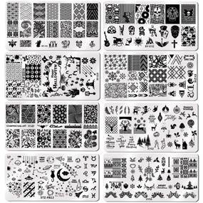 img 2 attached to 💅 Nail Stamper Kit - 8 Pcs Nail Stamping Plate Set with Templates, Stamping Scaper, Christmas Lace, Animal, Owl, Flower, Heart, Starry Sky, Constellation, Rock Designs - Nail Art Plate