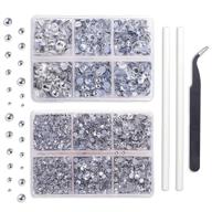 💎 outuxed 5040pcs clear hotfix rhinestones assortment - 6 mixed sizes crystal flatback rhinestones for crafts with round glass gems, tweezers, and picking rhinestones pen (2-6.5mm) logo