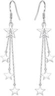 shiny starlight hollow star earrings - long tassel dangle earrings for women, five-pointed star stud earrings for girls logo