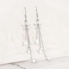 img 3 attached to Shiny Starlight Hollow Star Earrings - Long Tassel Dangle Earrings for Women, Five-Pointed Star Stud Earrings for Girls