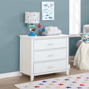 img 1 attached to 🚸 Mid-Century Modern White Kids Bedroom Dresser - Dream on Me Universal 3-Drawer Chest