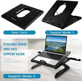 img 3 attached to 🖥️ Adjustable Ergonomic Laptop Stand with Dual Phone Holders - Multi-Angle Folding Design, Heat-Vent, Portable Stand for Laptops 10-17 Inches - Black